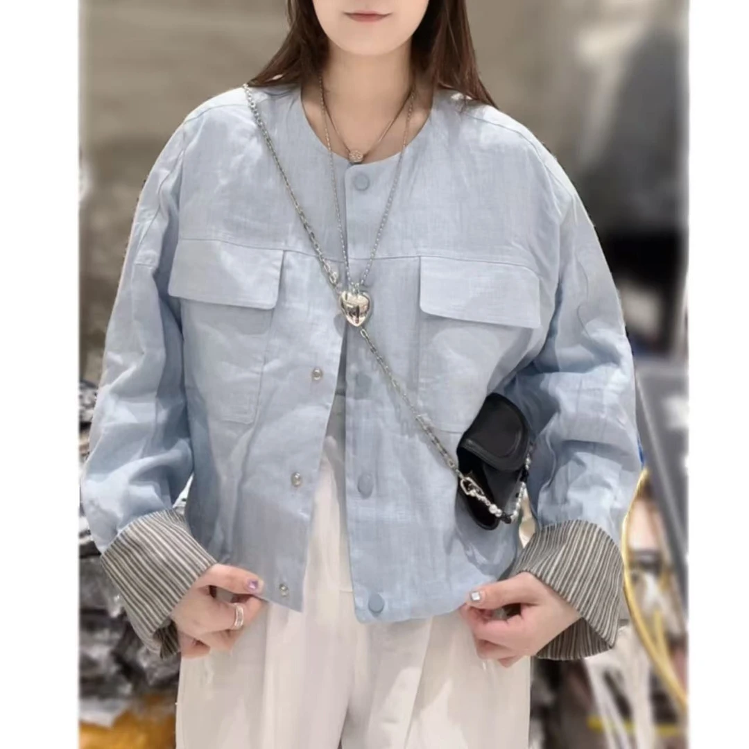 【三懿服饰】春季韩版休闲短款时尚长袖小众工装百搭女短外套-6808