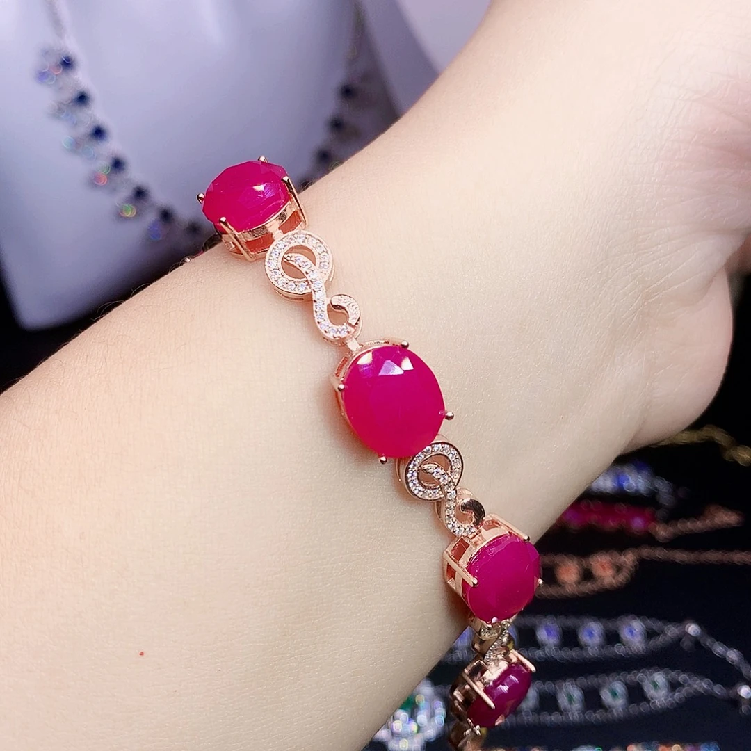 红宝石手链银S925镶嵌