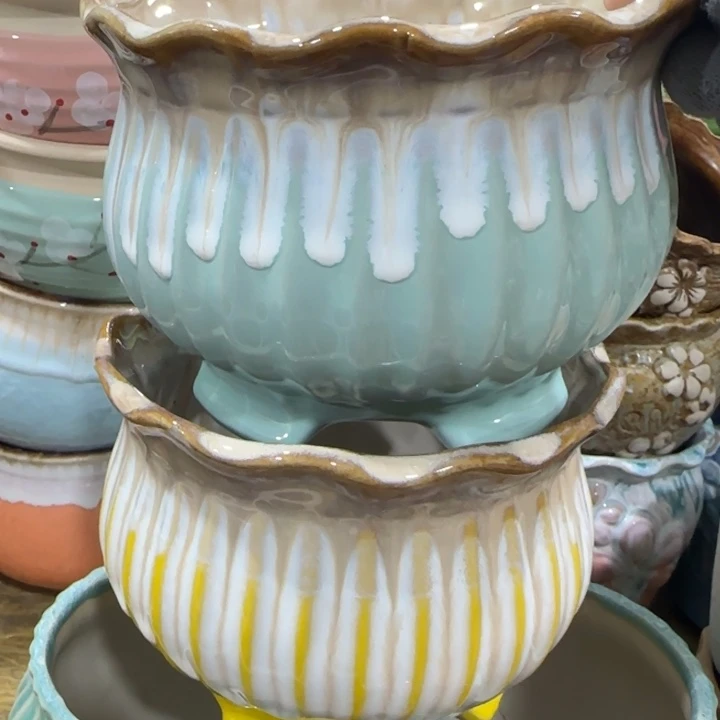 凑9块包邮，有孔陶瓷花盆