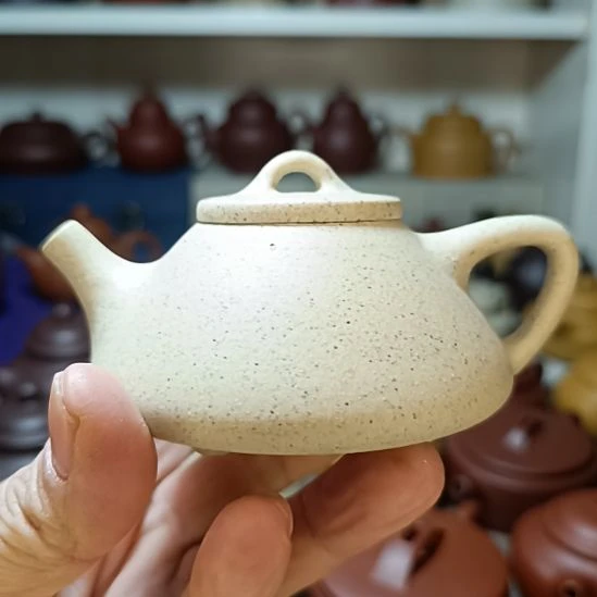 紫砂茶壶原矿白玉段子冶石瓢150cc半手工