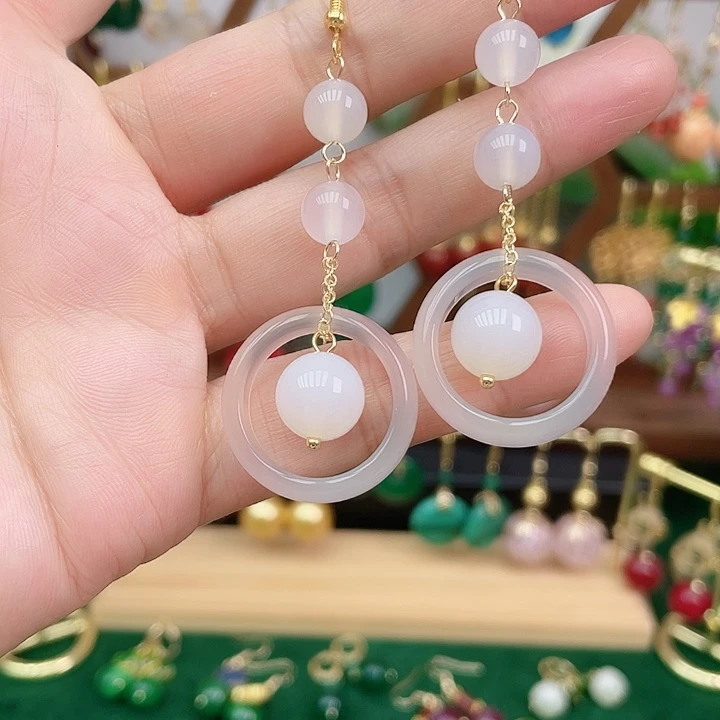 合金耳饰玛瑙/玉髓
