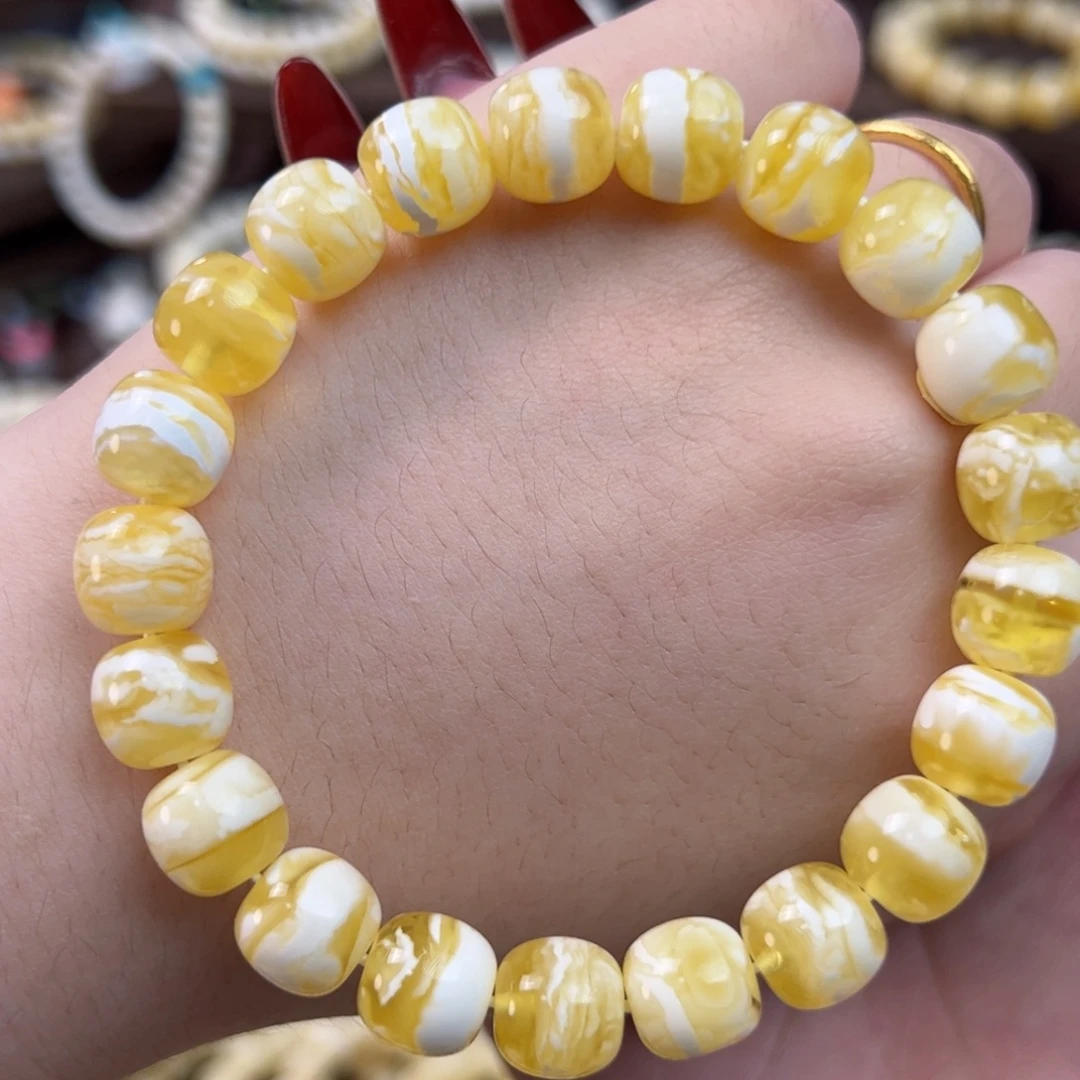 小***人琥珀未镶嵌手链同料金虎10m