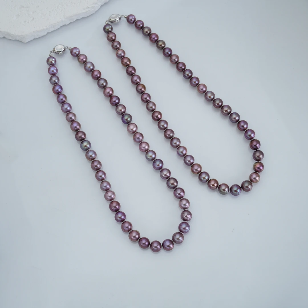 【村长专属】9-10mm高品质淡水紫色珍珠满串项链-多样性发一