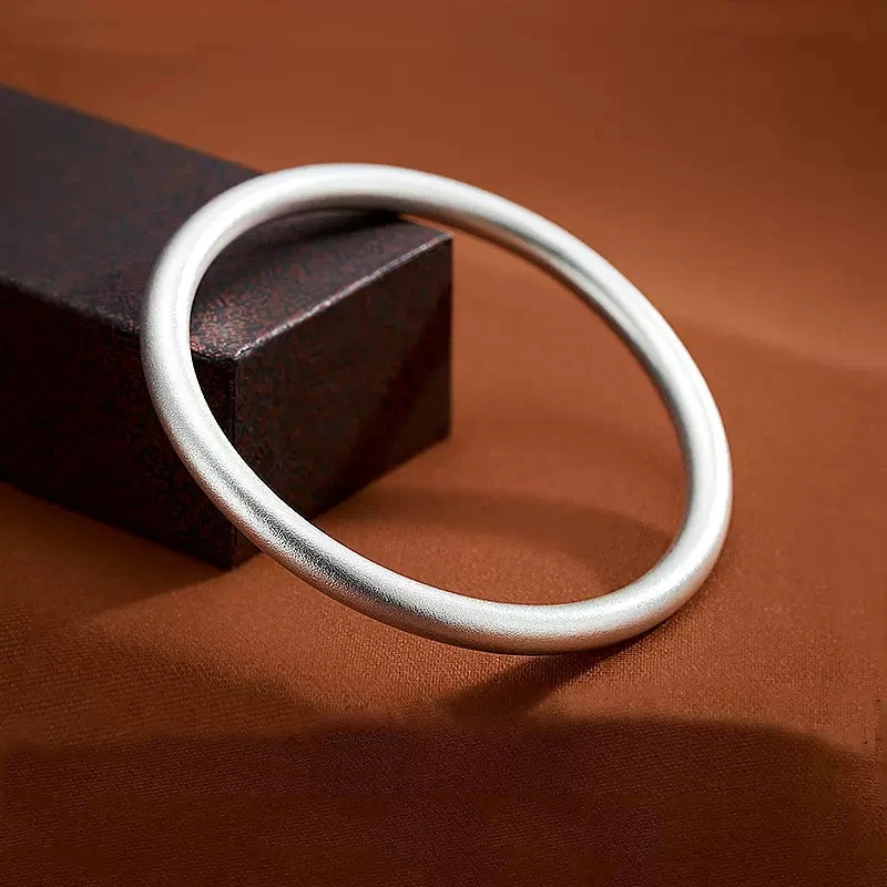 足银手镯 D01古法传承素圈手镯闭口款