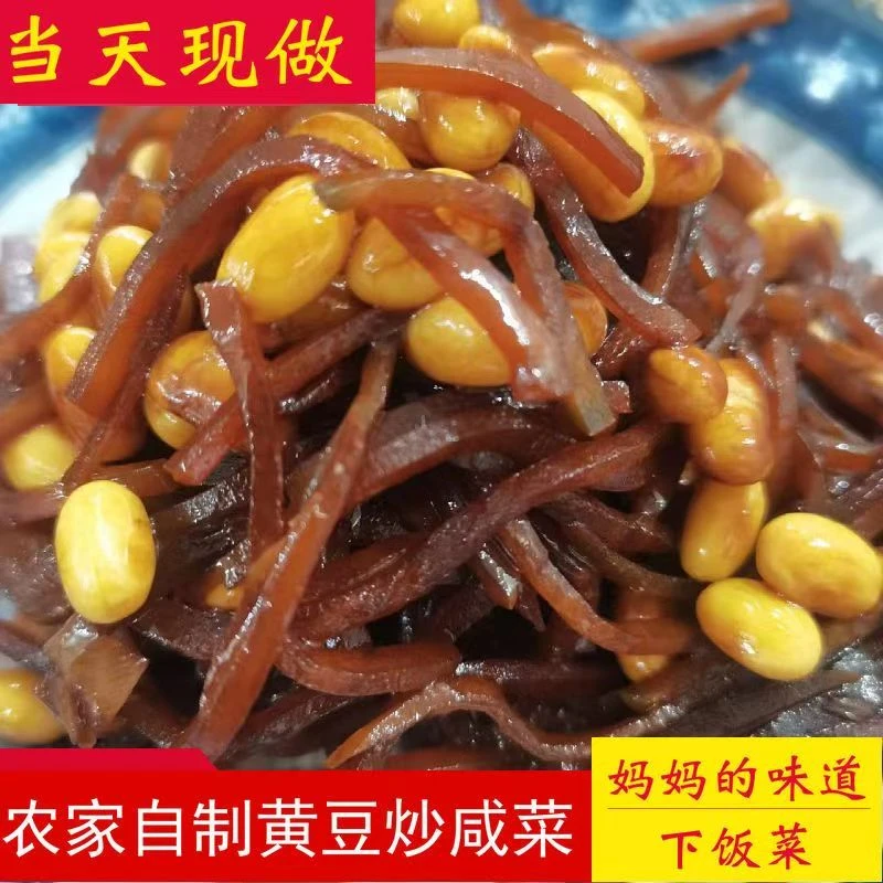 东北香辣咸芥菜丝黄豆下饭菜