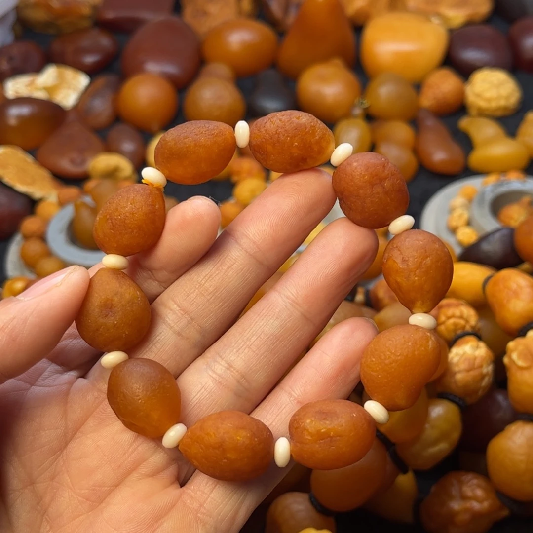 琥珀裸石未镶嵌天然蜜蜡手串