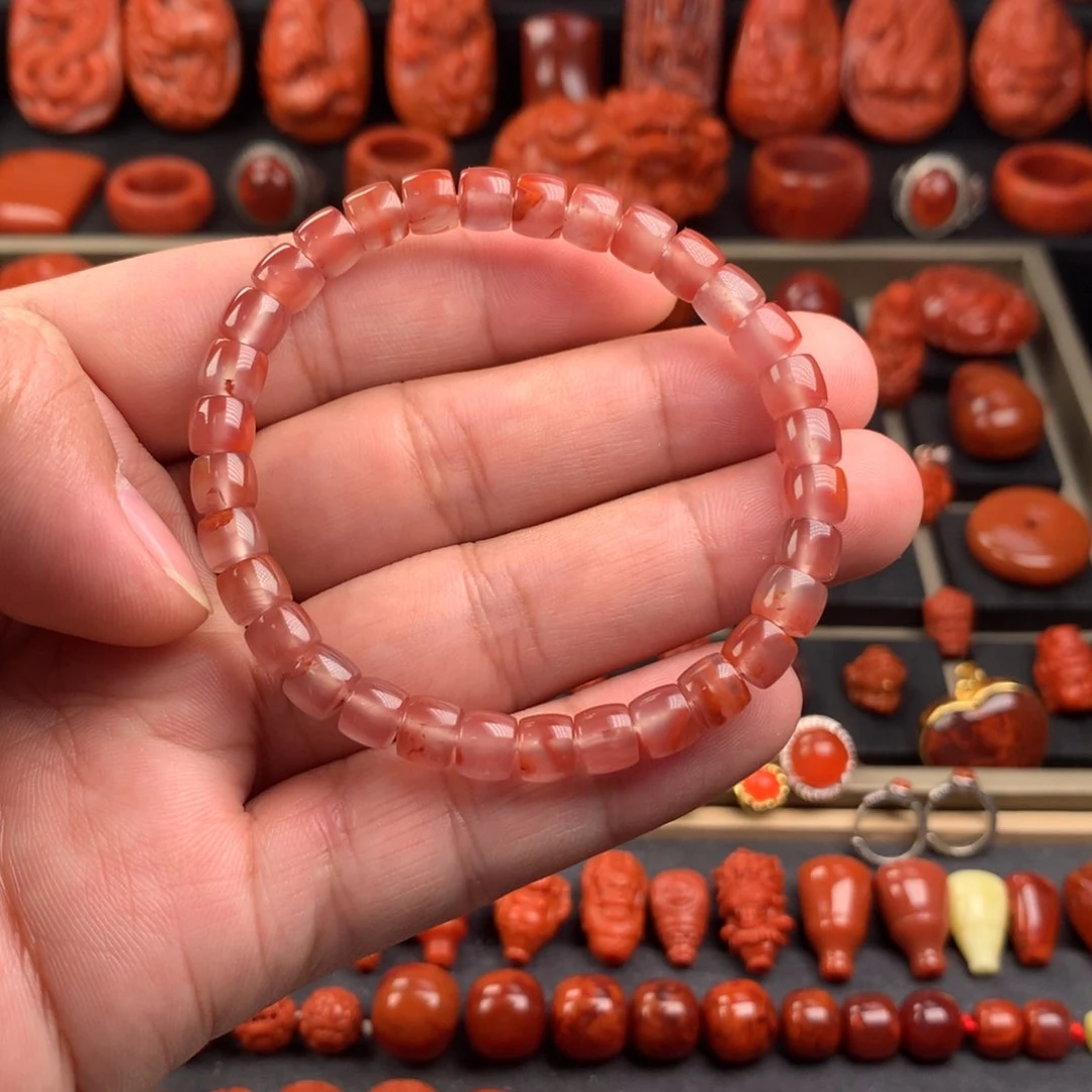 南红玛瑙精工直切手串6+未镶嵌