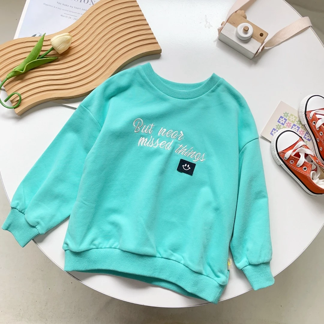 N6286儿童春秋韩版百搭时尚通用刺绣休闲卫衣X7W1588