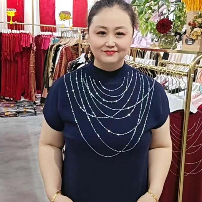 爆米花秋季新款时尚烫钻气质毛衫