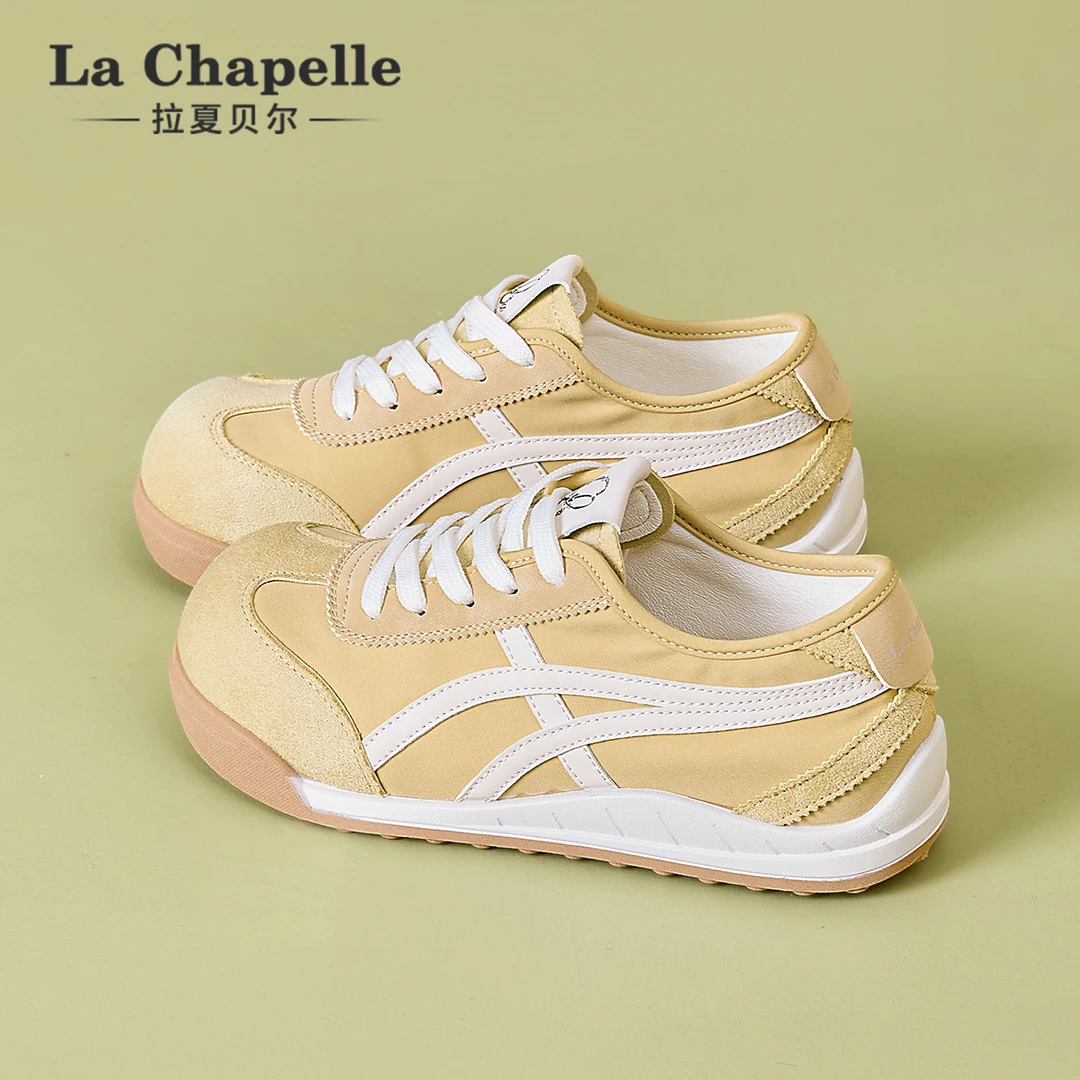 拉夏贝尔小众复古时尚德训鞋女2025新款秋季透气百搭厚底轻便板鞋
