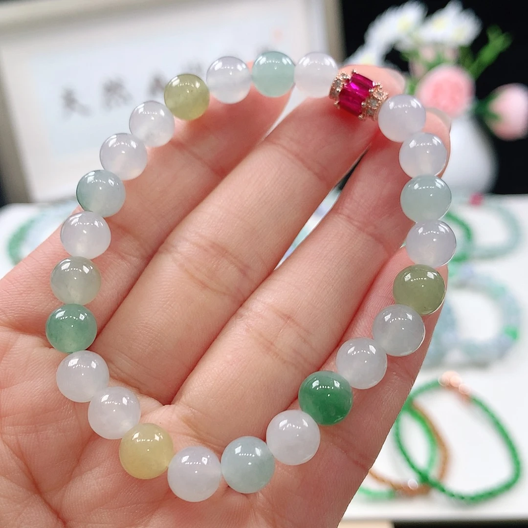 翡翠未镶嵌手链7.4mm