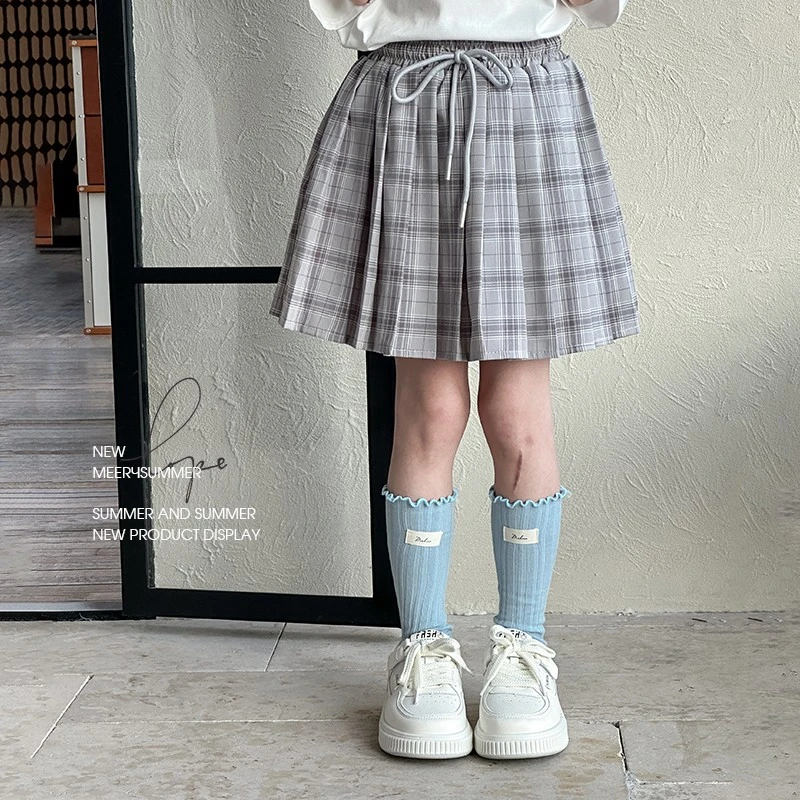 女童半身裙2025夏季新款儿童韩系学院风百褶裙中大童格子百搭短裙