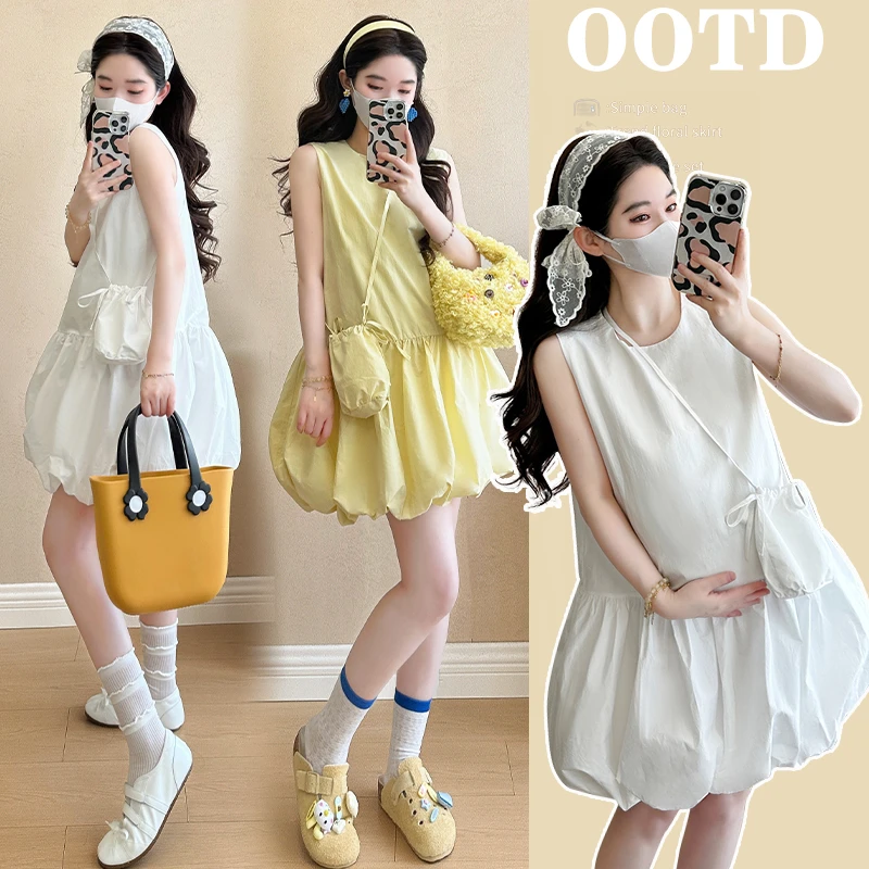 孕妇裙子2025春夏季新款休闲宽松甜美气质显瘦洋气花苞短裙连衣裙