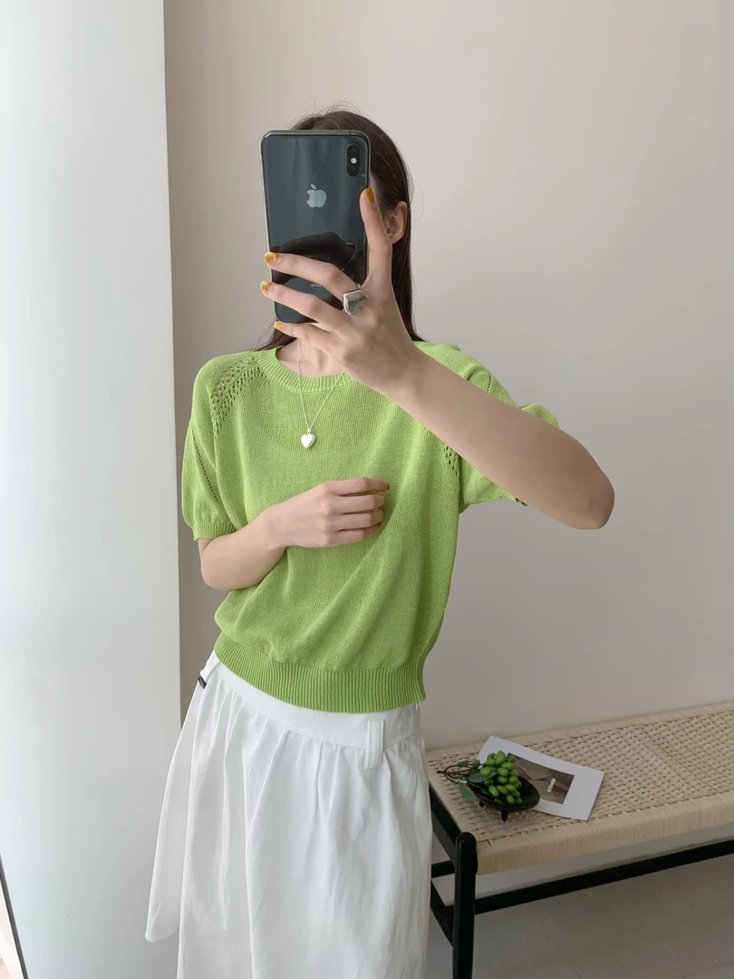 【潘潘.638887】日本进口高端和纸纱2025年夏季短袖圆领针织衫