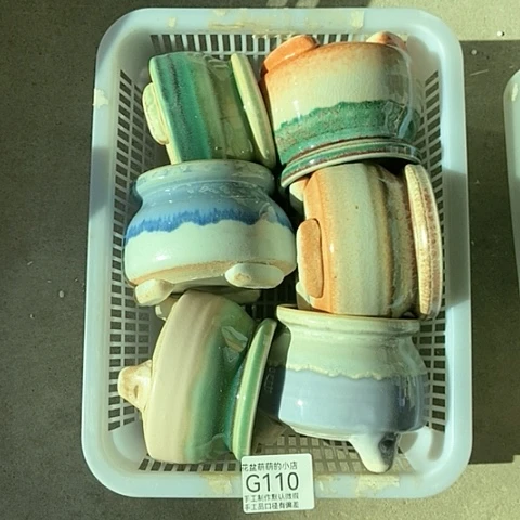 紫砂花盆110微瑕品口径7到8左右