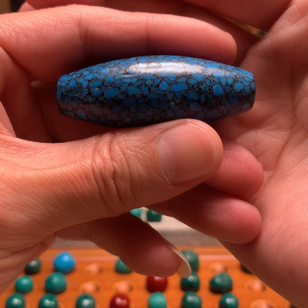 琉璃颈饰蓝花色28mm同珠