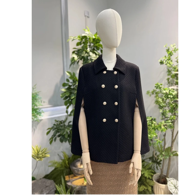 剀剀莉 早春新款（戛纳之夜）黑色翻领西装款双排扣优雅小香外套