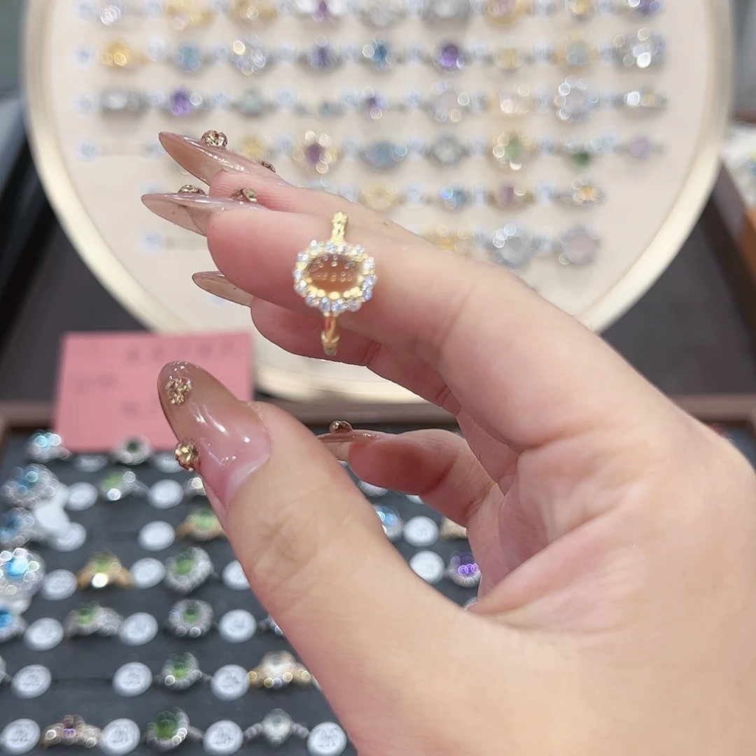 蛇纹石玉戒指银S925镶嵌夏*?