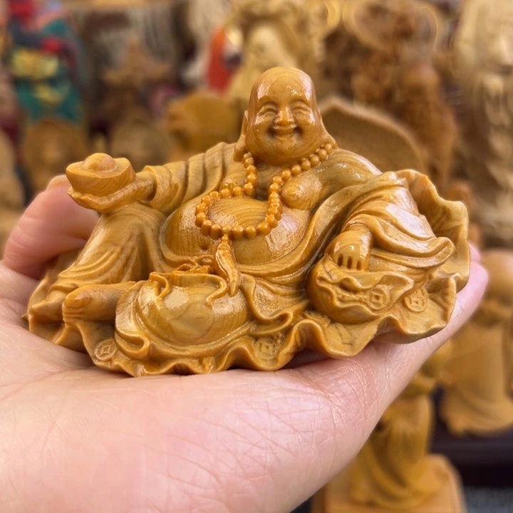 柏木(崖柏)崖柏木荷叶弥勒木雕