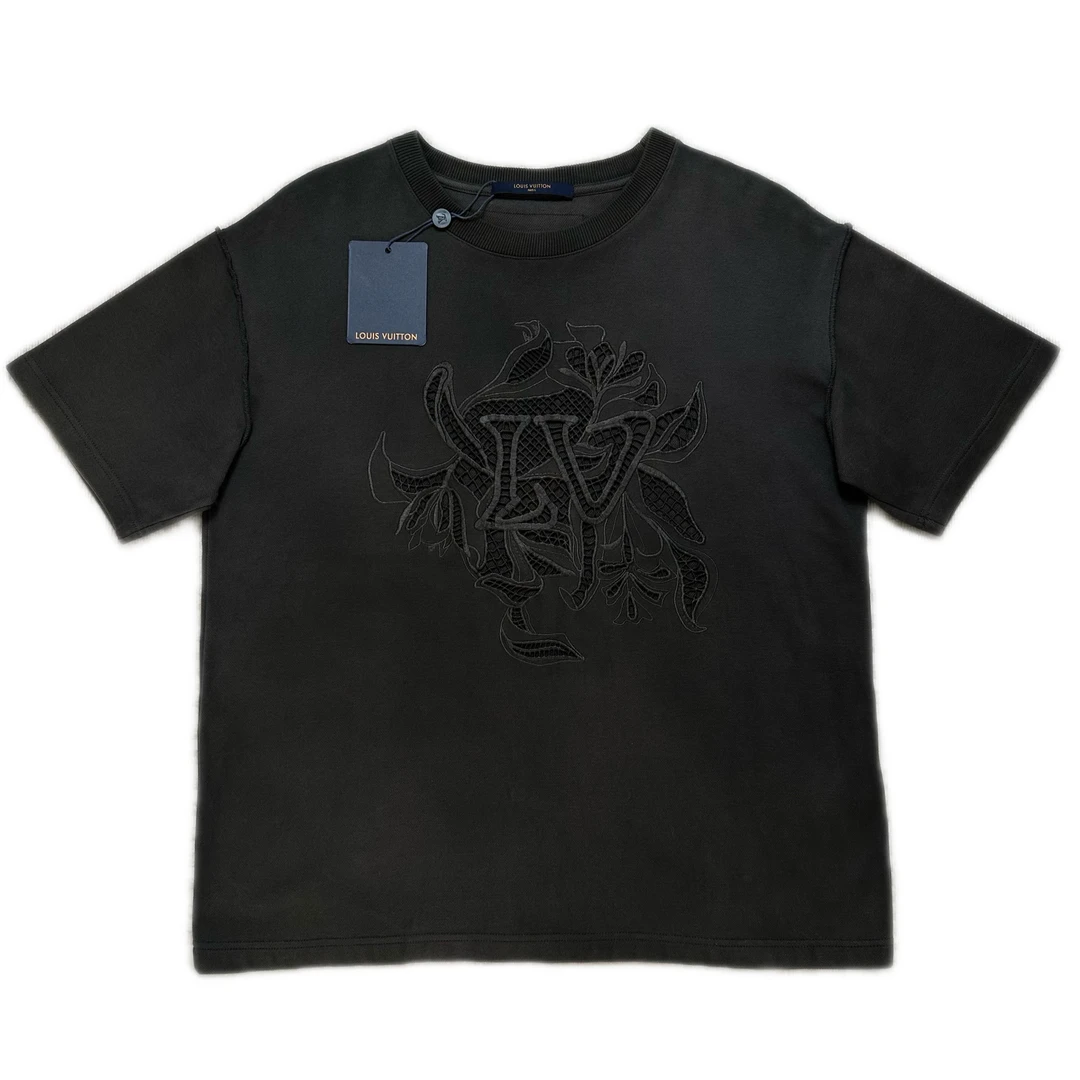 99新 LouisVuitton/路易威登 lv水洗做旧花卉镂空短袖m码