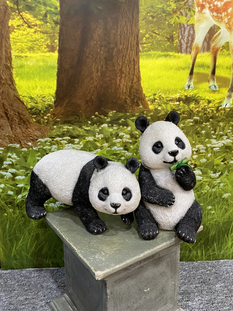 手工花园可爱熊猫动物创意摆件户外庭院熊猫动物造型别墅园林景观