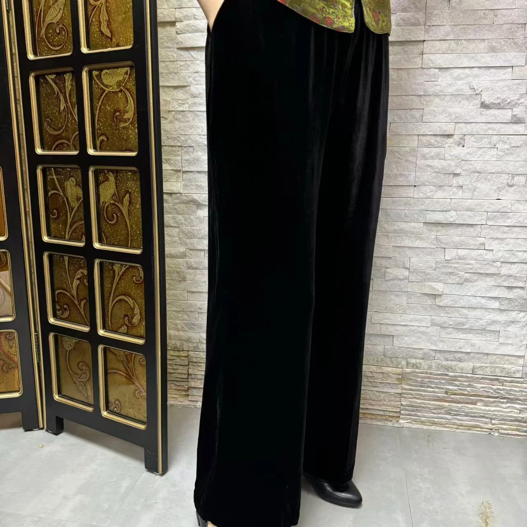 【佳鑫香云纱】丝绒裤直筒垂感好神裤时尚百搭休闲裤HSY-A2903