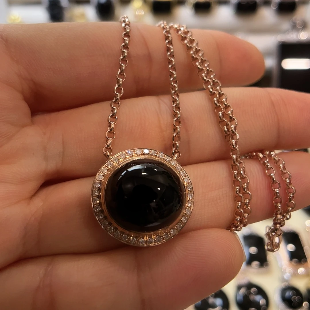 遂***意翡翠18K金镶嵌颈饰