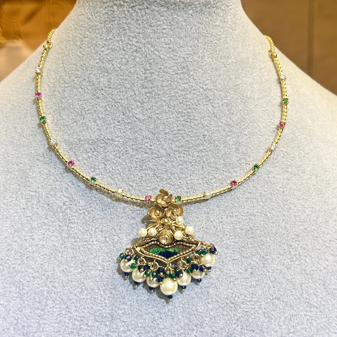 【03280】印度印巴项圈金色重工轻奢精致镶嵌21047