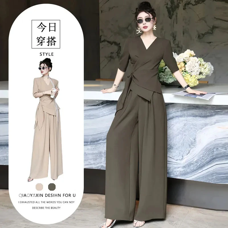 单件/设计感时尚气质装女夏季新款V领绑带修身显瘦上衣潮流