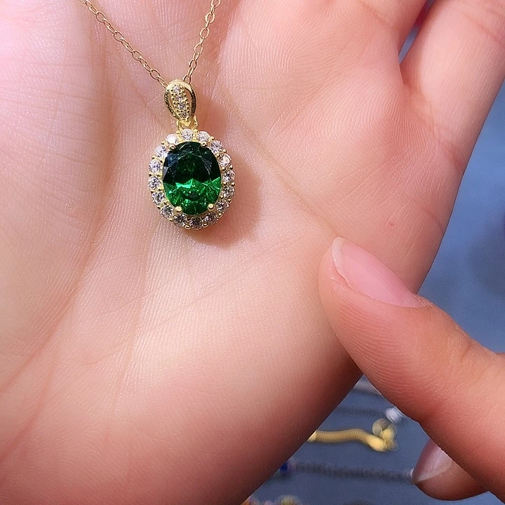 透辉石吊坠银S925镶嵌