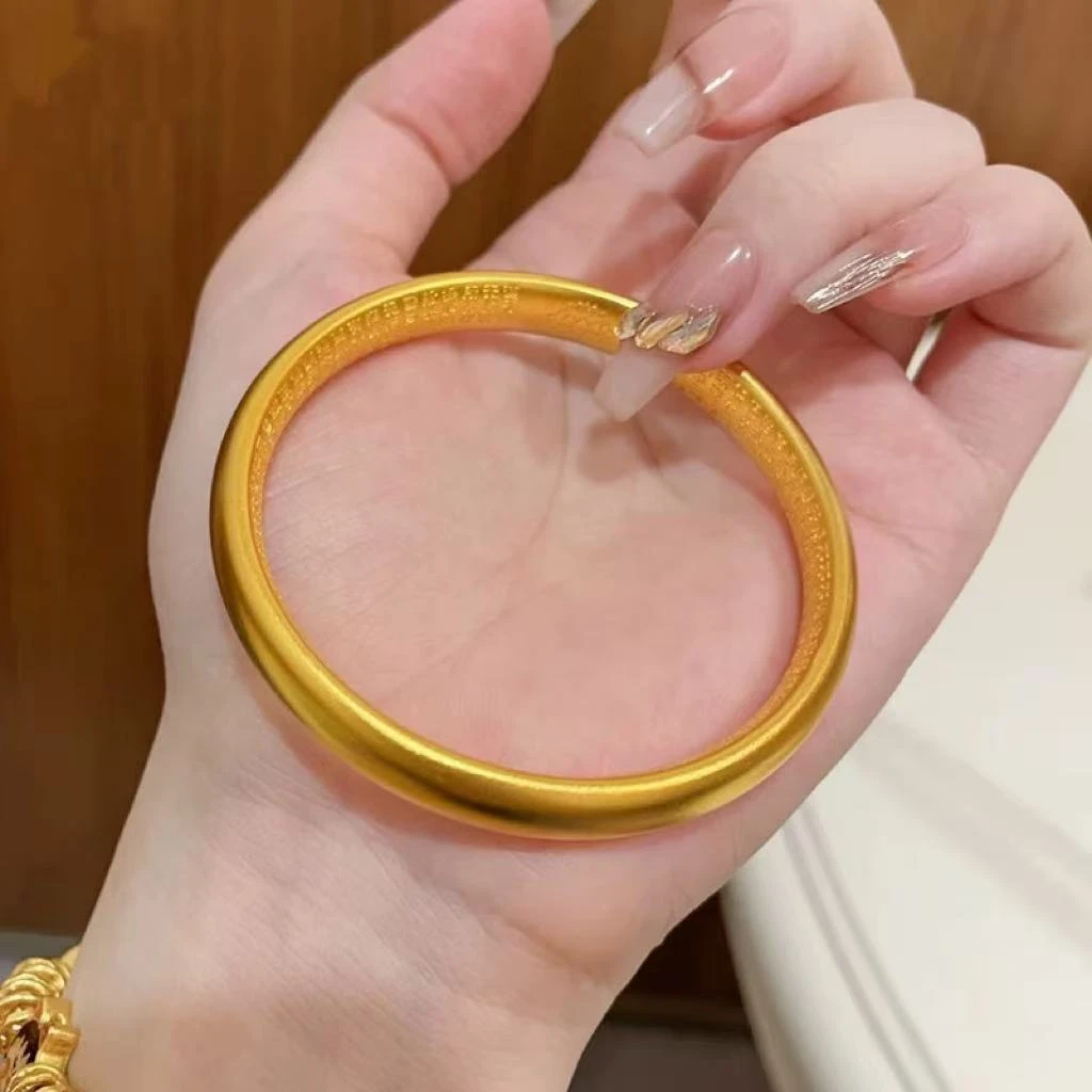 高版本 新中式莲花心经素圈手镯女
