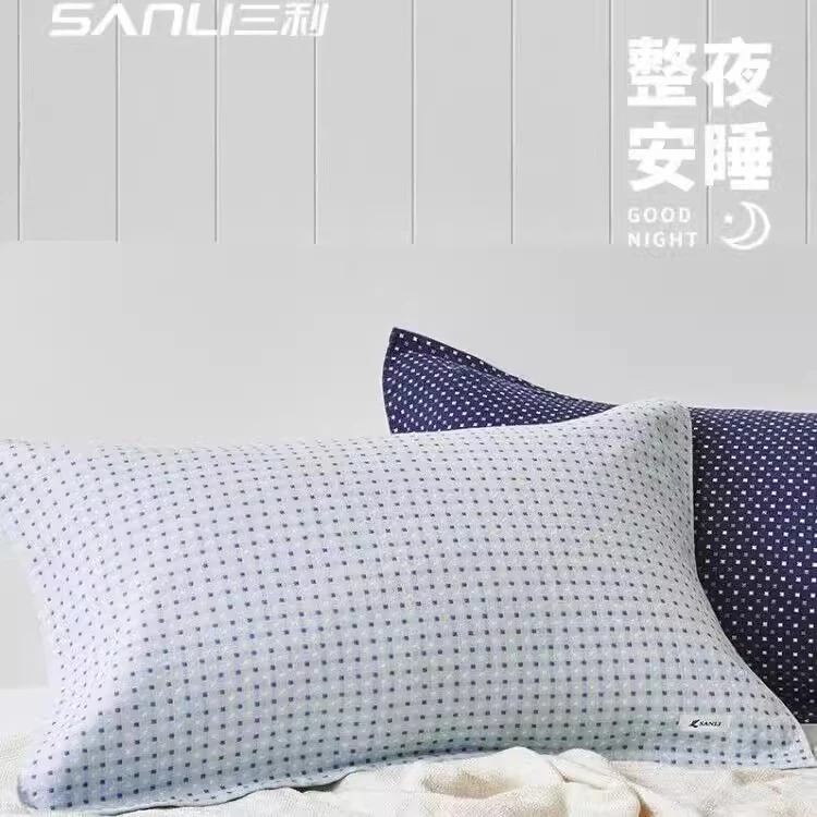 三利枕巾纯棉一对装防脱落全棉加厚加大成人高档纱布枕头毛巾四季