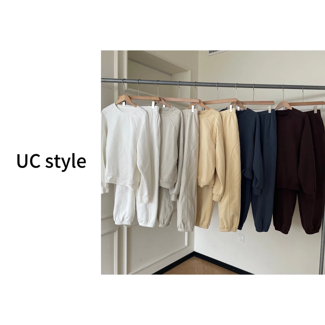 【UCSTYLE】A9067 ‘心愿套装’圆领加绒卫衣套装 主播穿常规S码