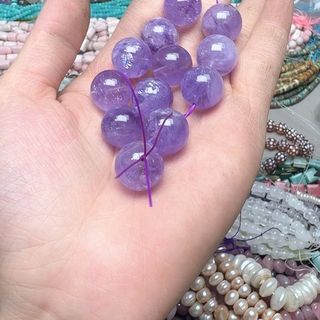 玛瑙/玉髓合金珠宝半成品一颗16mm紫水晶