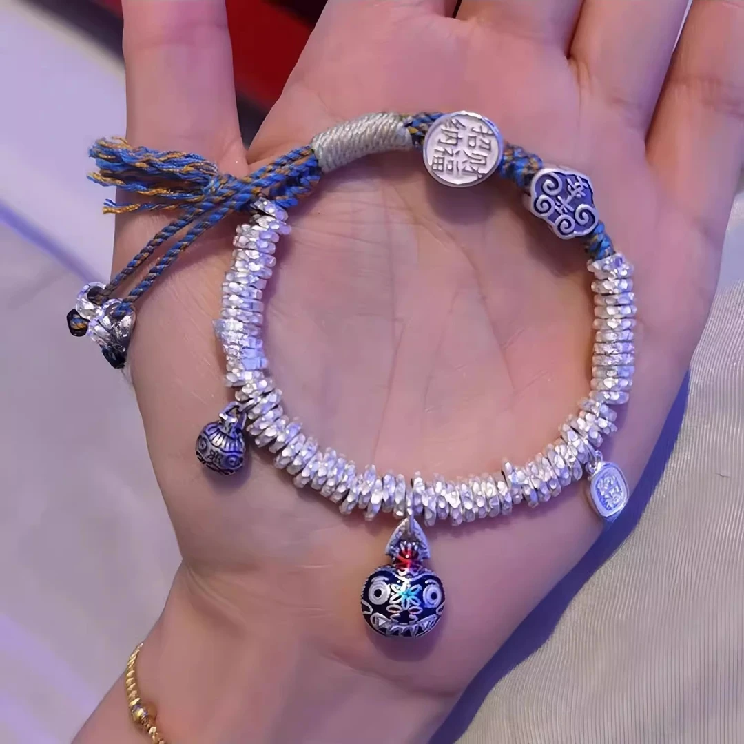 足银手链 正品纯银盘缠吞金兽手链送女友本命年生日礼物 纯银手串