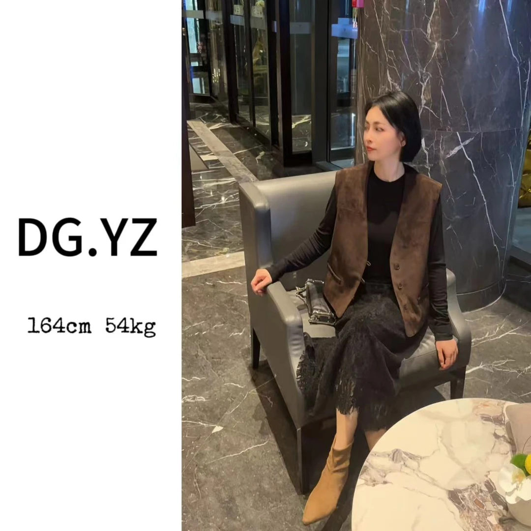 【樱子家】2951F新款真皮V领无袖叠穿马甲
