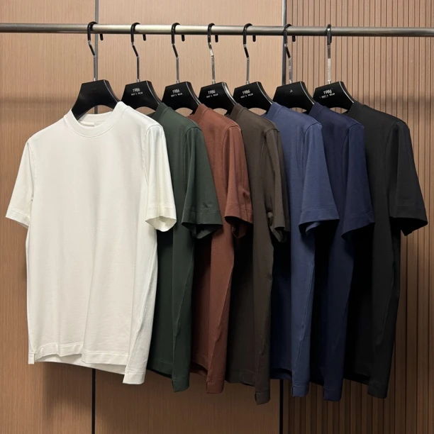 【现货爵派尔】637男士明线开衩商务休闲弹力纯色百搭打底短袖