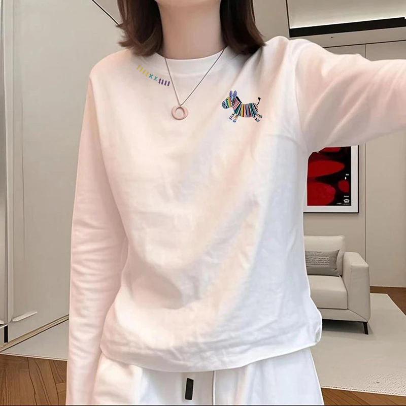 时尚洋气休闲上衣2025新款秋冬季圆领宽松百搭长袖内搭打底T恤女