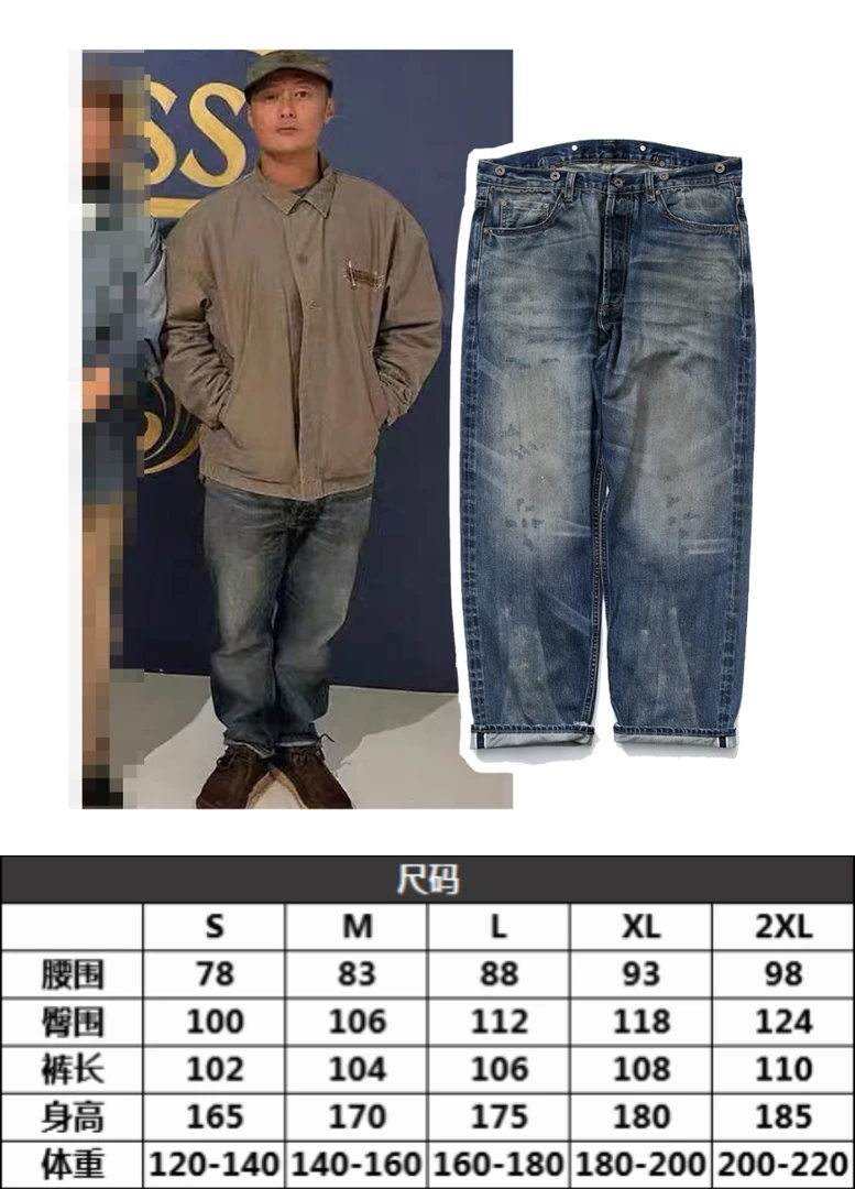 平替MAD24AW六叔同款红边赤耳牛仔裤日系水洗破坏油污做旧长裤