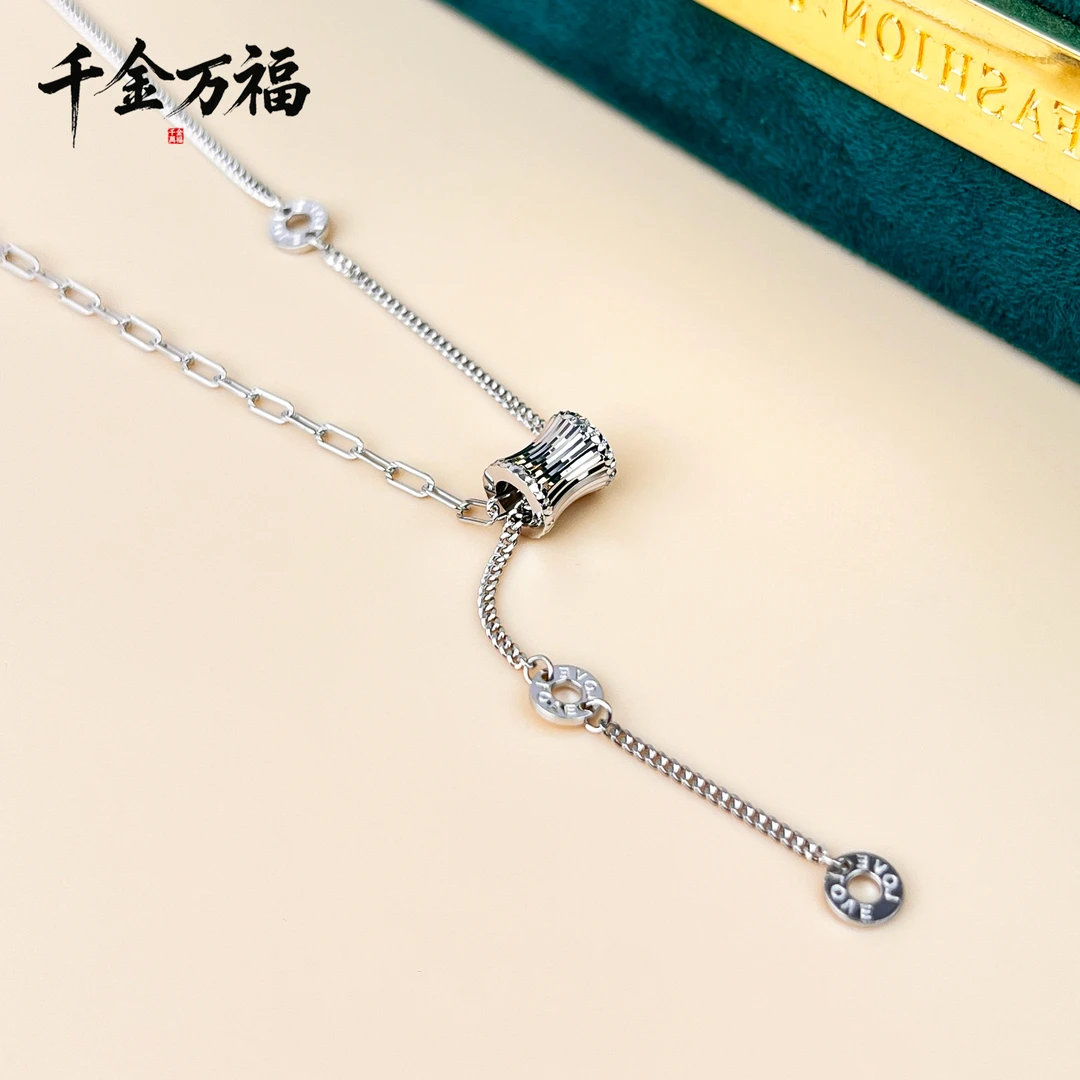 坠链均925银 锁骨链千金万福吊坠路路通项链女百搭灵动轻奢礼物