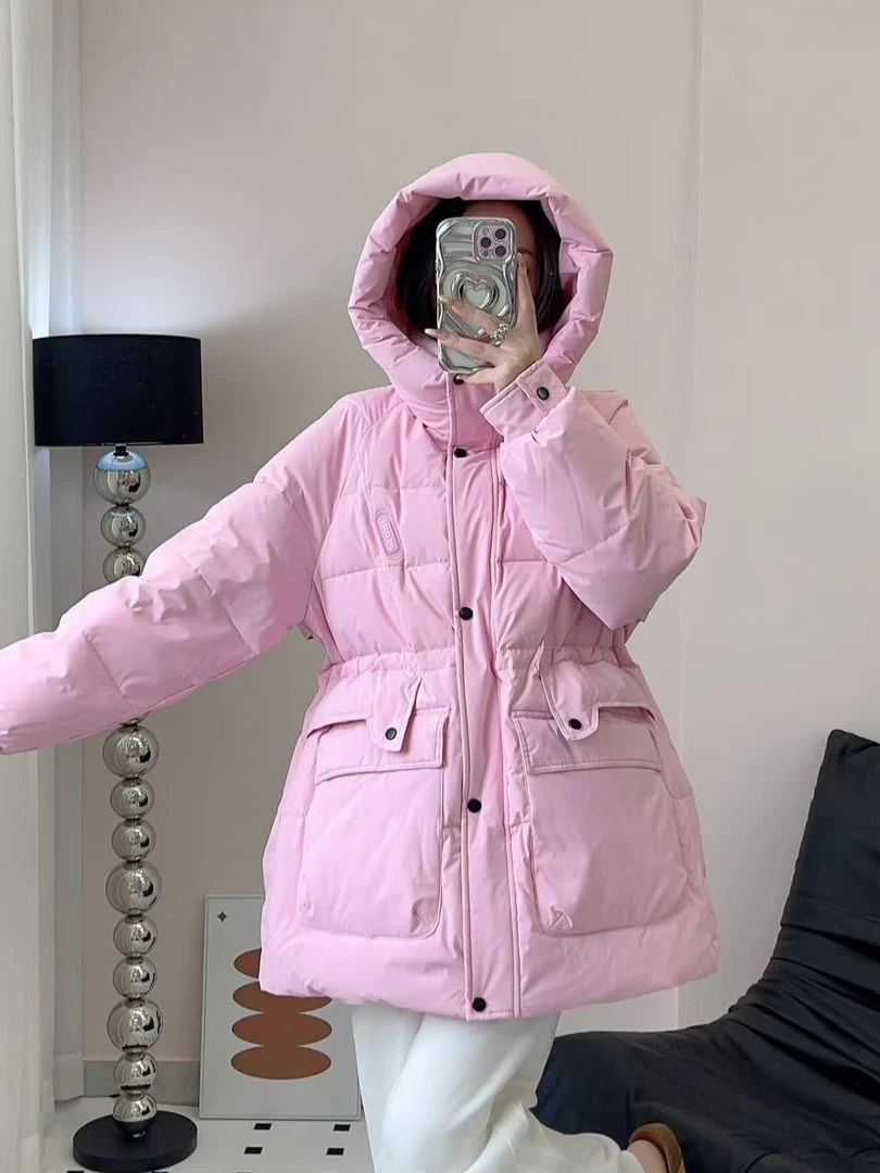 2024休闲户外立体兜收腰韩版羽绒服238803