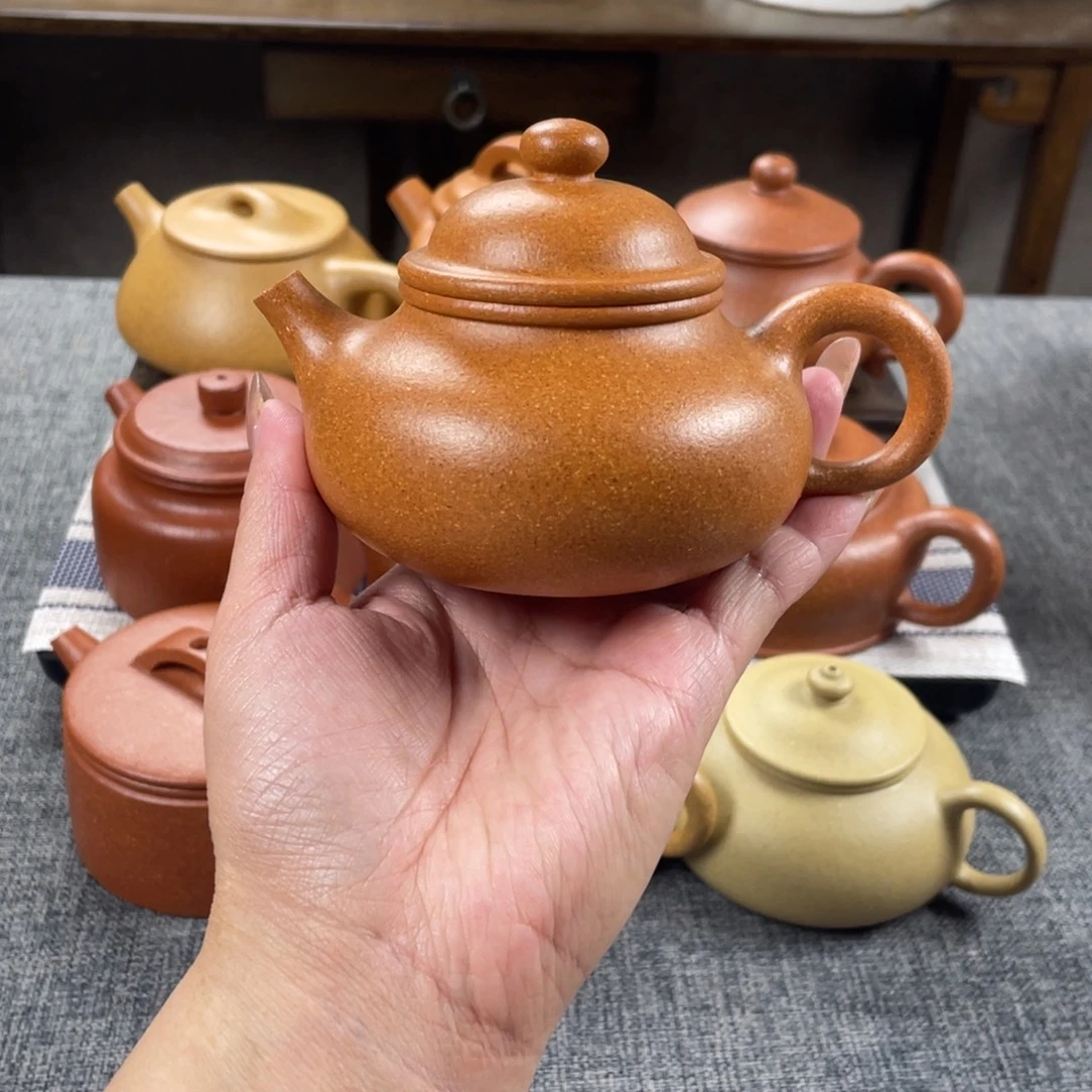 紫砂茶壶金黄段容天全手30目160手工泥