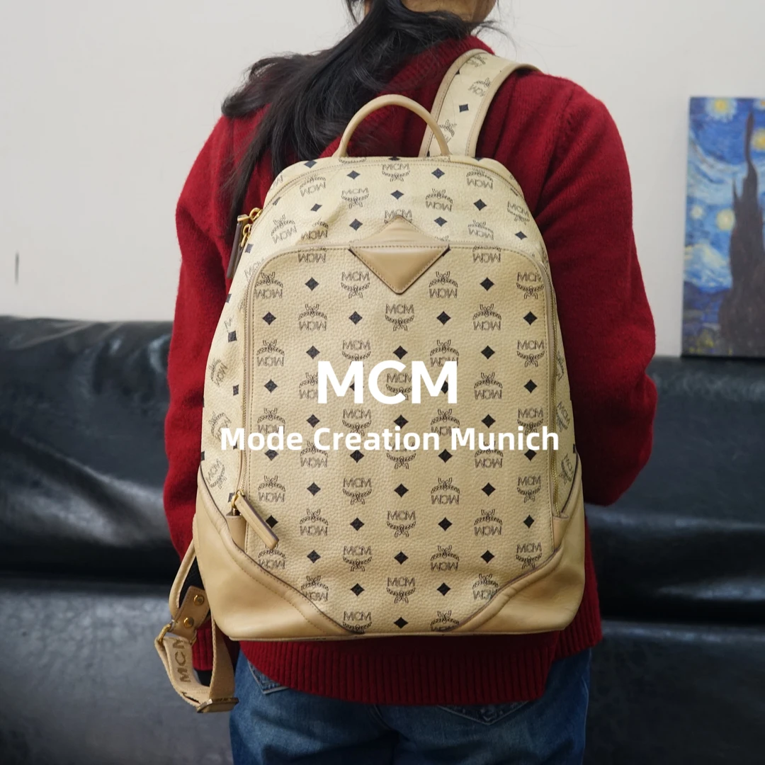 95新 MCM 米色双肩包/SD02620021/0021