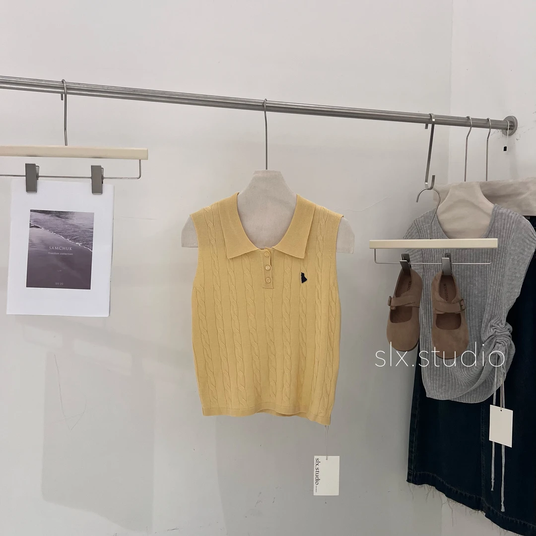 slx@ 4038 麻花翻领背心