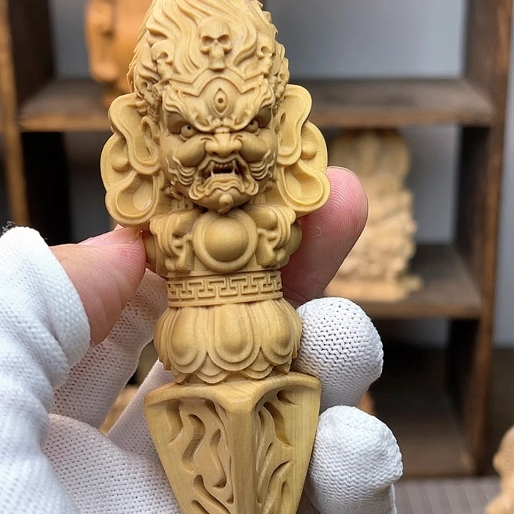 木黄杨木大黑天手把件绳子