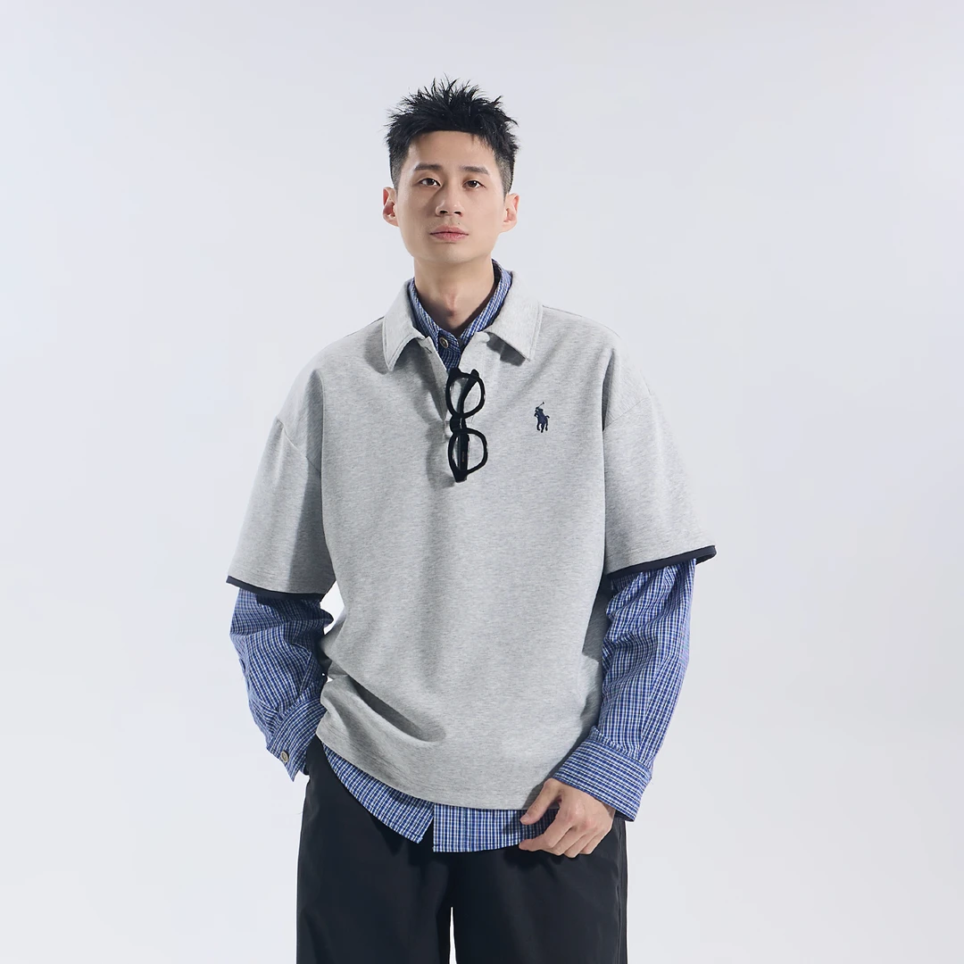 夏季新款POIO领短袖休闲时尚百搭简约男女同款经典T恤93095