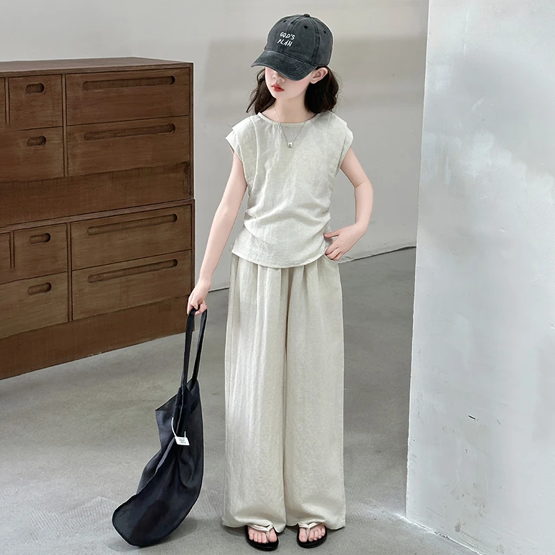 女童夏季套装2025新款女孩大童韩系穿搭儿童夏装慵懒风休闲两件套