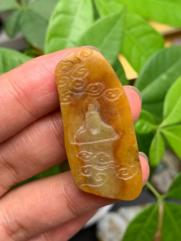 天然缅甸翡翠A货毛货满黄悟道