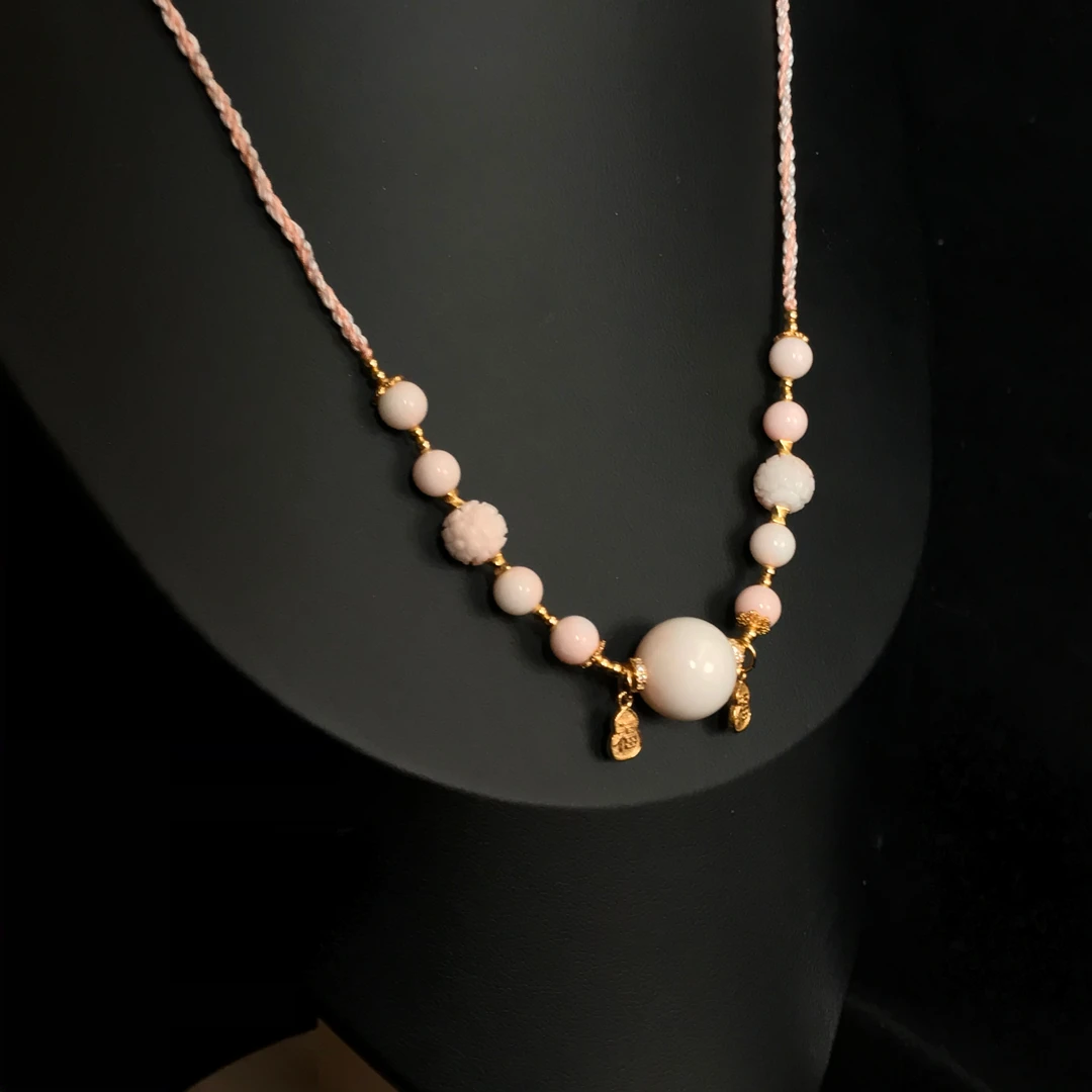 momo珊瑚diy款925银编绳 项链——D225007