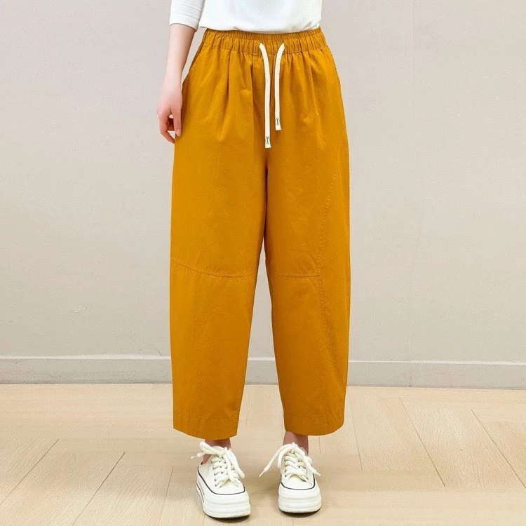 2025夏季新款欧韩水洗休闲百搭直筒小哈伦裤